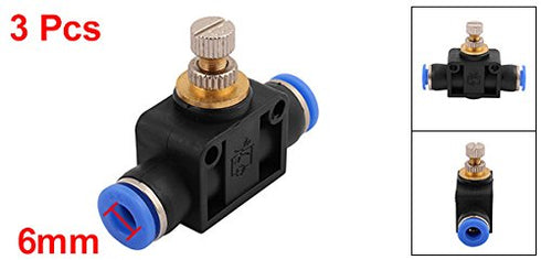 uxcell® 3pcs Tube Speed Control Quick Connector Pneumatic Push in Fitting 6mm to 6mm...
