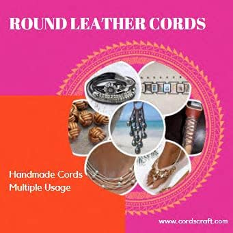 Cords Craft® | 1.0 mm Genuine Round Leather Cords for Jewelry Making Bracelet Necklaces Hair Accessories Dog Collar Beading Work DIY Craft (Metall...