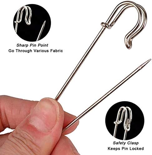 Baitaihem 50 Pcs Large Steel Safety Pins 3 inch Heavy Duty Safety Pins for Blankets, Skirts, Kilts, Crafts...