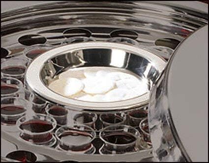 Communion Tray Center Bread Plate Silver Finish Stainless Steel 4 3/4" Diameter...
