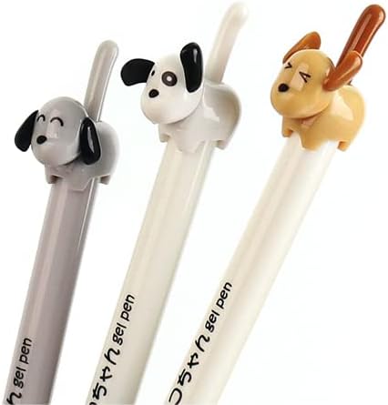 12-Pack Premium refillable&retractable cute dog gel pens,Fine Point 0.5mm black ink,12 pcs of fun pens...