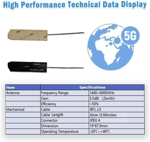 Internal Antenna triple band WiFi for wimax zigbee bluetooth wifi 2.4G wifi 5G wifi 6 and Cellular 5G 4G LTE Bands High Gain ipex 10cm...