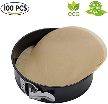 Baking Parchment Circles, Set of 100, 9 Inch Unbleached Baking Paper/Non Stick Baking Parchment/Greaseproof Paper Circles for Springform Cake Tin,...