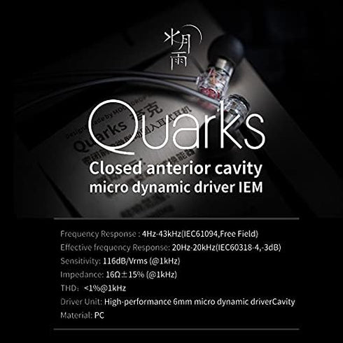 Moondrop Quarks Earphone Closed Anterior Cavity Micro Dynamic Driver IEM Earphone (with mic)...