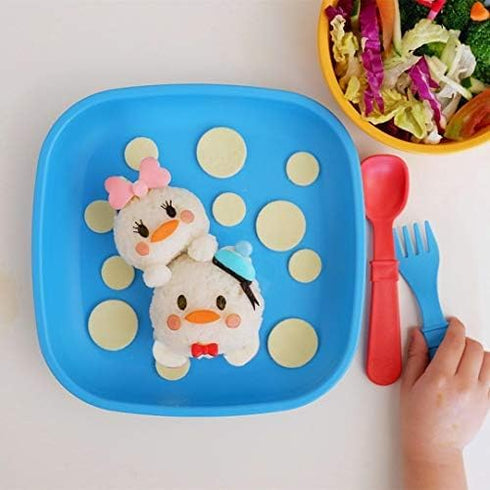 Re-Play Kids Dinnerware Set - 10 oz. Open Cup, 7" Flat Plate, 12 Oz. Bowl, Rounded Tip Fork and Deep Scoop Spoon - Dishwasher/Microwave Safe - Mad...