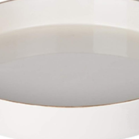 Benjara Sturdy Wooden Round Tray, White...