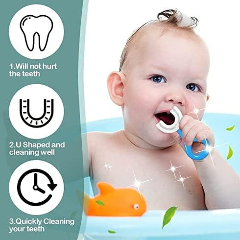 U Shape Toothbrush Kids, U-Shaped Convenient Tooth Wash Cleaning Brush Oral Care ,Kids Toothbrush U-Shaped Soft Silicone, 360° Whole Mouth Manual ...