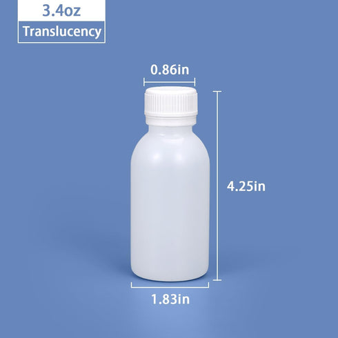 PE Plastic Food Grade Bottles, Wide Mouth Lab Reagent Bottle, Liquid/Solid Sample Seal Sample Storage Container Chemical Bottle (Translucent, 3.4o...