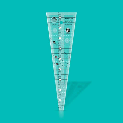 Creative Grids 15 Degree Triangle Ruler – CGRT15 – Made in USA, 3in x 9-1/2in, Non-Slip Grip Acrylic Quilting, Sewing, Crafting, Patchwork Ruler &...