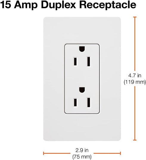 Lutron Claro 15 Amp Duplex Outlet, CAR-15-IV, 125 Volts, Ivory...