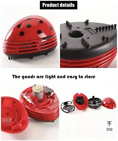 Mini Portable Handheld Cordless Tabletop Crumb Sweeper Desktop Dust Vacuum Cleaner Ladybug Dust Sweeper(Red)...