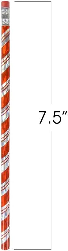 ArtCreativity Candy Cane Christmas Pencils for Kids, Pack of 24, Metallic Prism Design, Cute Writing Pencils with Erasers, Holiday Stocking Stuffe...