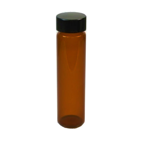 6-Pack of 3.75" inch / 8 Dram / 1 oz / 30 mL Amber Glass UV Resistant Sample Storage Cosmetic Herb Spice Specimen Container Vial w/Black Phenolic ...