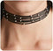 Bohemia Layered Choker Necklace Black Leather Choker with Silver Beads Multilayer Collar Necklace for Women...