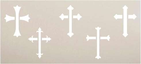 Pointed Cross Variety Stencil with Heart by StudioR12 | Christian | Craft DIY Themed Home Decor | Paint Canvas Fabric Wood Signs | Select Size (12...