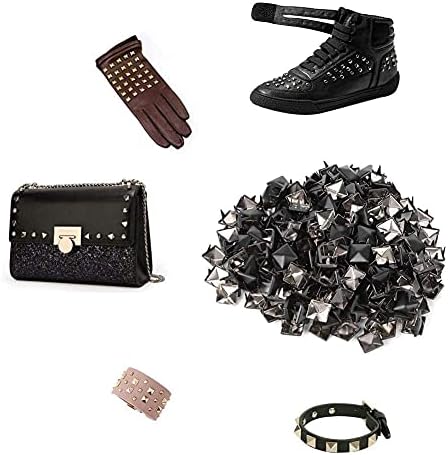 HEEPDD 200Pcs Rivets, 9mm Spike Studs DIY Leathercraft Spike Rivets Bag Leather Clothing Bag Decorative Shoes Rivet(Matte Black)...