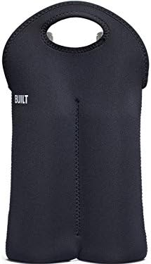 BUILT 2B-BLK 2-Bottle Stain Resistant Neoprene Wine/Water Bottle Carry Tote, Black...