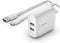 Belkin 24W Dual Port USB Wall Charger - USB C Cable Included - iPhone Charger Fast Charging - USB Charger Block for Power Bank, iPad & iPad Pro, S...