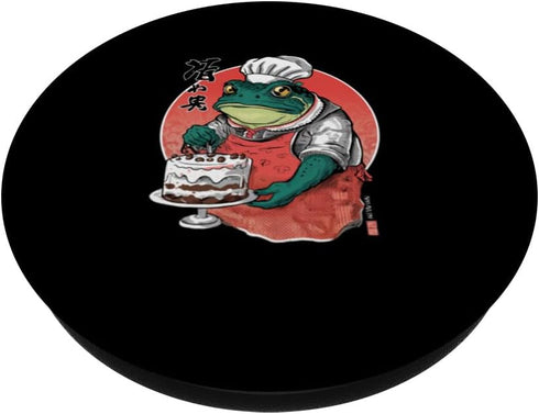 Unique and Playful Frog Chef with Cake PopSockets Standard PopGrip...