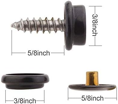 YMAISS 75pcs Fastener Screw Snaps Black,Marine Grade 3/8" Socket with Stainless Steel 5/8" Screw in Upholstery Snaps for Boat Canvas,Cover. Black ...