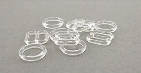 100Set Clear Plastic Invisible Lingerie Rings (8.5g) and Sliders (9g) Bra Bikini Rings (15mm)...