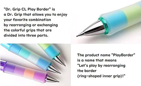 Mechanical Pencil Dr. Grip CL Play Boader 0.3mm Pastel Color Body 3 Packs With Kanji LOVE Sticker, Pastel yellow, Pastel pink, Pastel blue, 0.55 x...
