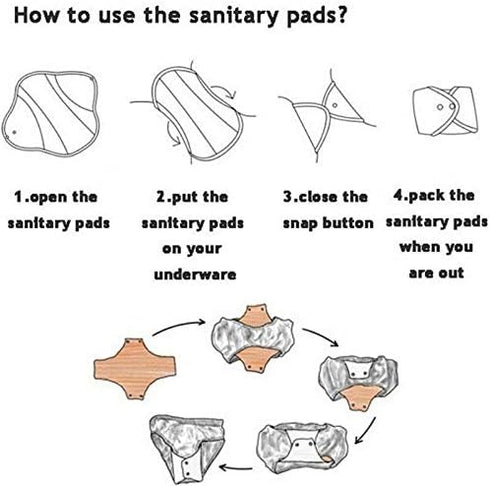 7pcs Set Reusable Menstrual Pads Including 1pc Mini Wet Bag +6pcs Reusable Washable Stay Dry Cloth Menstrual Pads/Women Sanitary Pads/Mama Panty L...