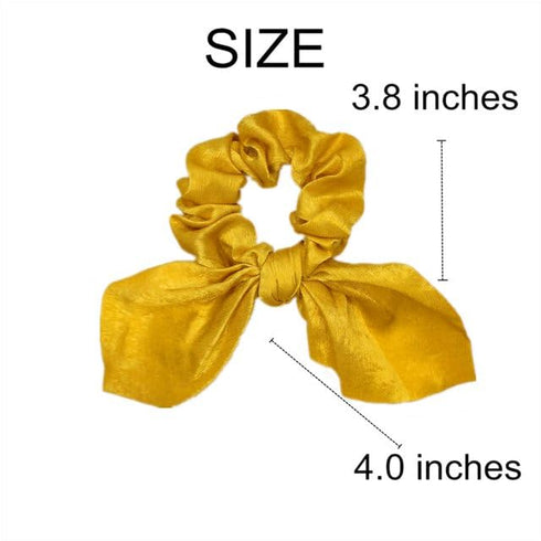 2Pcs Yellow Silk Hair Ties,Hair Bows,Butterfly Bow Scrunchies - Ideal for Parties and Everyday Use,Elastic Band Silk Scrunchies for Hair,Hair Ties...