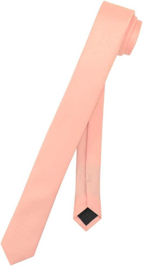 Vesuvio Napoli Narrow NeckTie Extra Skinny PEACH Color Men's Thin 1.5" Neck Tie...