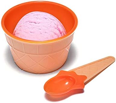 Dessert Bowls, 4 Pack Ice Cream Bowl Spoon Set, Frozen Yogurt Cups with Spoons Durable Plastic Candy Color Lovely Dessert Bowl DIY Ice Cream Tools...
