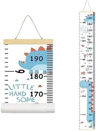 Kids Growth Chart, Wood Frame Fabric Canvas Height Measurement Ruler from Baby to Adult for Child's Room Decoration 7.9 x 79in (7.9 x 79in, Blue D...