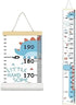 Kids Growth Chart, Wood Frame Fabric Canvas Height Measurement Ruler from Baby to Adult for Child's Room Decoration 7.9 x 79in (7.9 x 79in, Blue D...