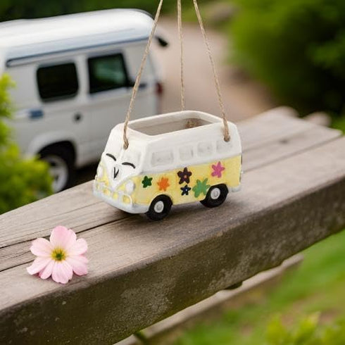 The Bridge Collection Hippy Vehicle Planter Pot (Yellow Bus - Hanging)...