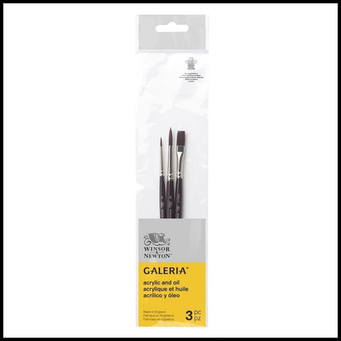 Winsor & Newton Galeria Acrylic Brush Pack, Short Handle, 3 Pack...