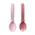 Itzy Ritzy Silicone Spoon & Fork Set; Baby Utensils Featuring a Baby Fork and Spoon with Looped, Braided Handles - Made of 100% Food Grade Silicon...