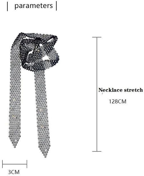 Pingyongchang Sparkly Rhinestone Necklace Tie Gothic Crystal Choker Crystal Tennis Chain Wedding Bridal Bridesmaid Jewelry for Women...