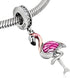 Eternalll Original 925 sterling silver Beads Pink Flamingo Bird Enamel CZ Stone Dangle Lucky Animal Charm Birthday Christmas Charm for Women Origi...