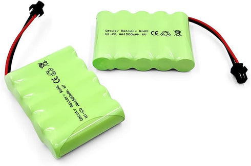 6V RC Battery, 2 Pack 1500mAh Ni-Cd Rechargeable 5-Cells AA Battery Packs with SM 2P Plug for RC Truck Vehicles Electrical Tools...