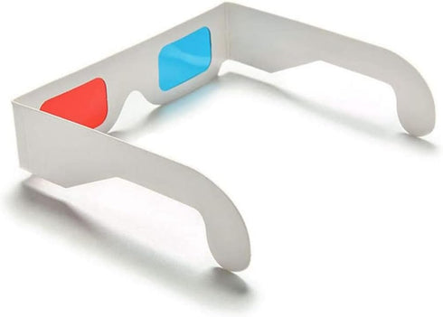 3D Paper Glasses, Red and Cyan Anaglyph, White Cardboard Frame, 50 Pairs...