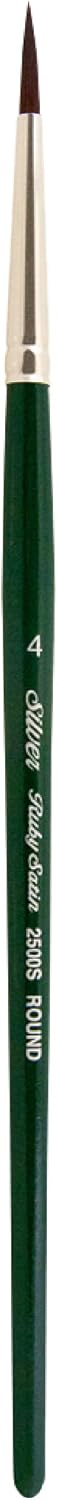 Silver Brush Limited 2500S4 Ruby Satin Round Brush for Fluid and Flow Acrylics, Size 4, Short Handle...