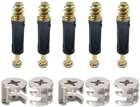 50 Sets Furniture Connecting Cam Lock Fittings with Dowel Cam Lock Connectors Furniture Fastener Screws Nut for Wardrobe and Cabinet...