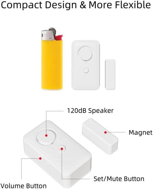 Wireless Personal Security Alarm Window and Door Sensor, 2 Pack, DIY Protection, Burgalar Alerts...