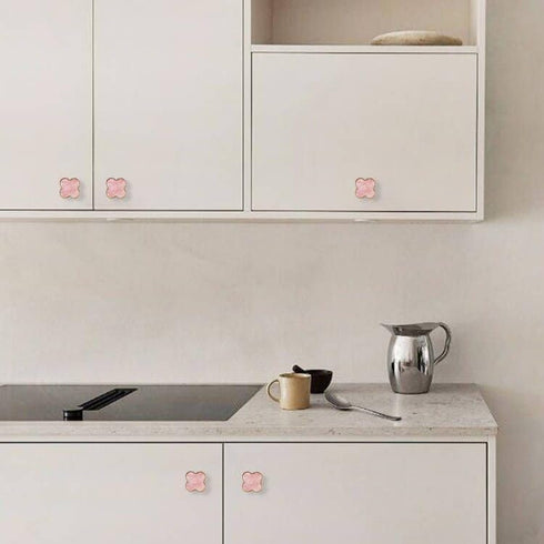 6 pcs Clover Knobs Four-Leaf Clover HandlesCabinet Knobs Pulls Dresser Knobs Drawer Pull Handles for Cupboard Drawer Pulls Door Knobs (Pink)...