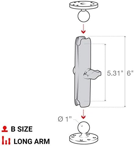 RAM Mounts RAM-B-201U-C Double Socket Arm (Long) Compatible with RAM B Size 1" Ball Components...