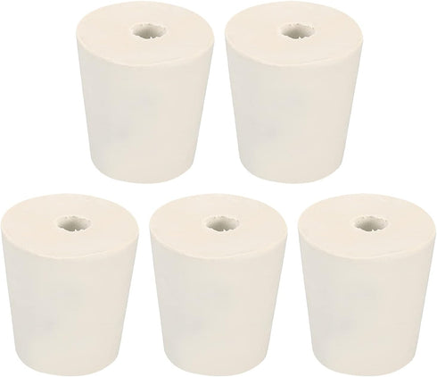MECCANIXITY Rubber Tapered Plug 22mm to 28mm with 8mm Hole Test Tubes Bungs Stopper White for Lab Home 5 Pieces...
