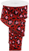 Leopard Print on Canvas Wired Edge Ribbon (Red, Black, Pink, 2.5 Inch)...