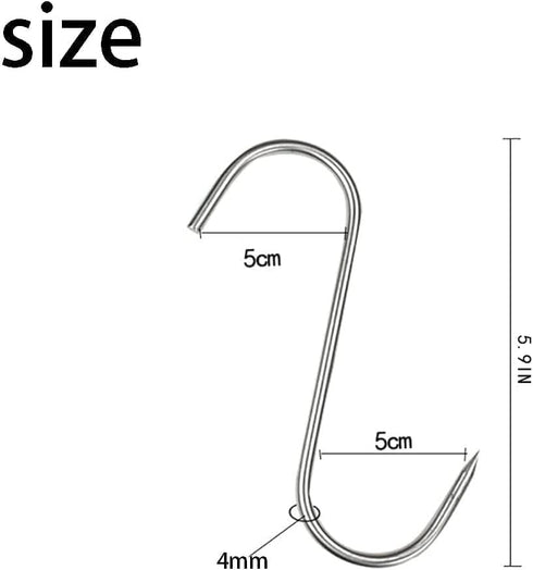 Stainless Steel Meat Hooks, 20Pcs, S-Shaped, Wall Mount, Heavy Duty, 15CM, for Kitchen, Smoking, Drying, Storage...