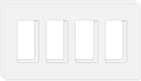 Screwless Decorator Wall Plates 4-Gang Switch Outlet Electrical Cover Pate Unbreakable Thermoplastic Faceplate for Decorative Receptacle Outlet Sw...