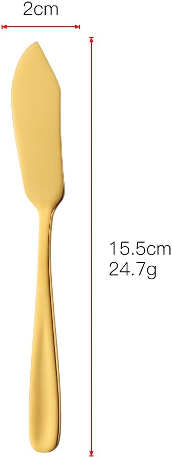 Stainless Steel Cheese Dessert Knives, Set of 6, Breakfast Butter Knife, Slicer Sandwich Spreader(Gold)...