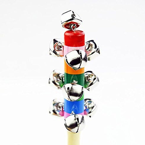 6Pcs Wooden Jingle Hand Bells,Rainbow Handle Wooden Bells Jingle Stick Shaker Rattle Baby Kids Children Musical Toys...